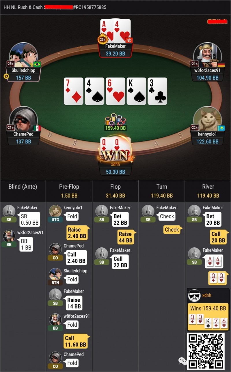 牌局分析：NL10练习场——QQ 3bet pot