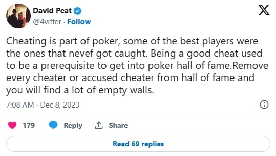 高额桌常客David Peat：作弊是扑克游戏的一部分