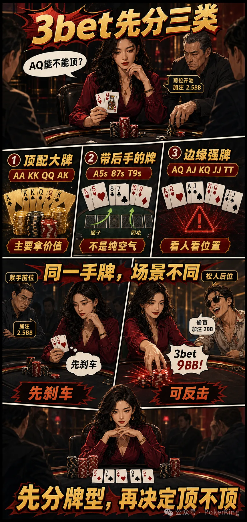 3-bet 不是胆量测试：AQ为什么不能当AK打？