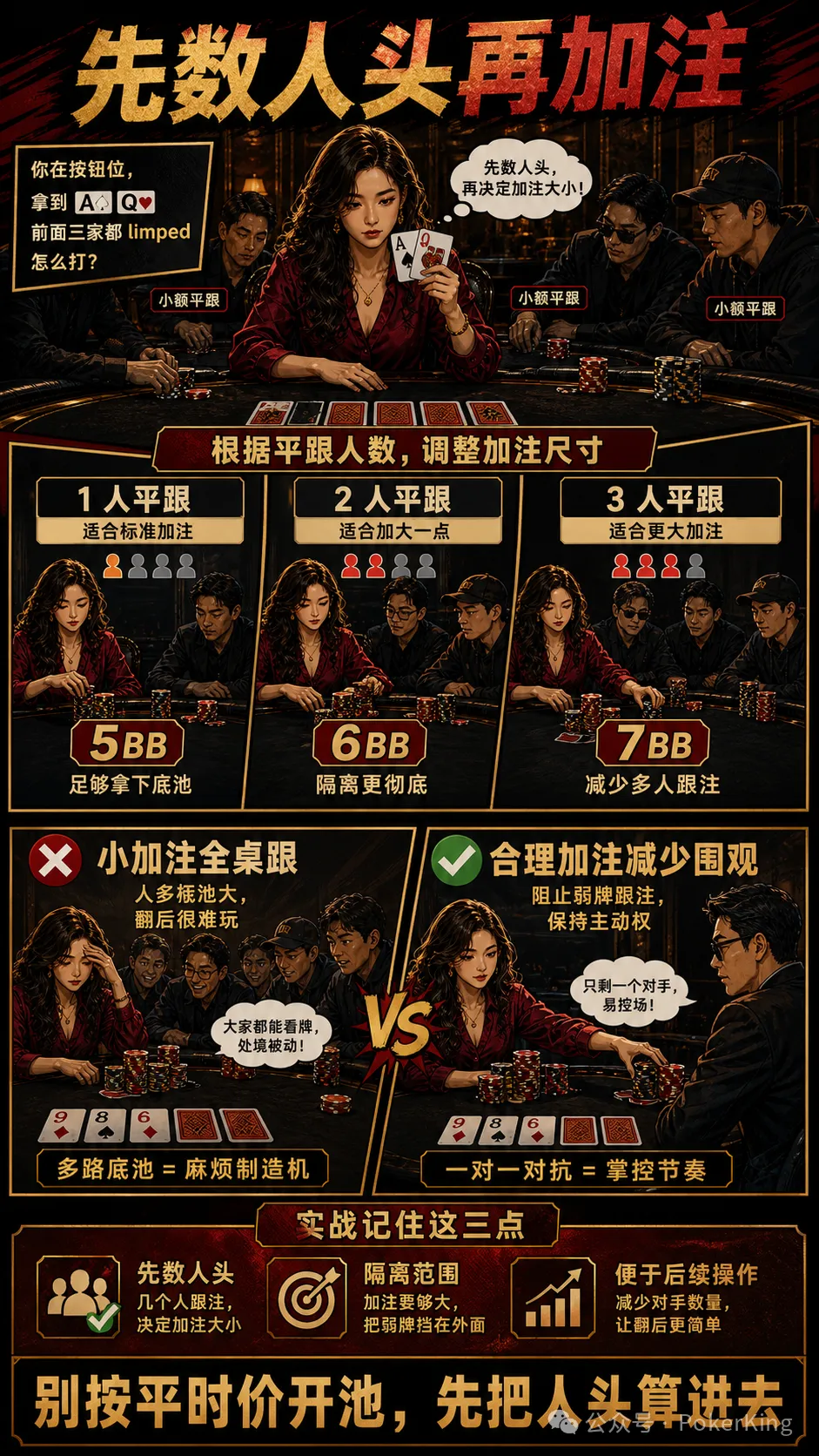 多人平跟后怎么加注?先数人头,再看牌和位置
