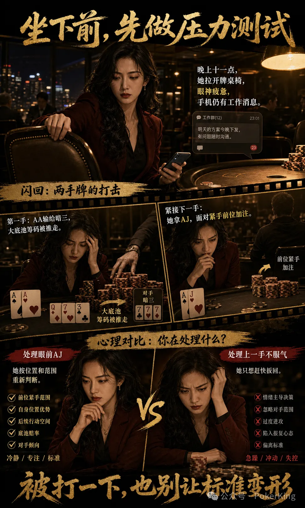 坐下前问自己一句：第一手输大底池，下一手还能重新判断吗？
